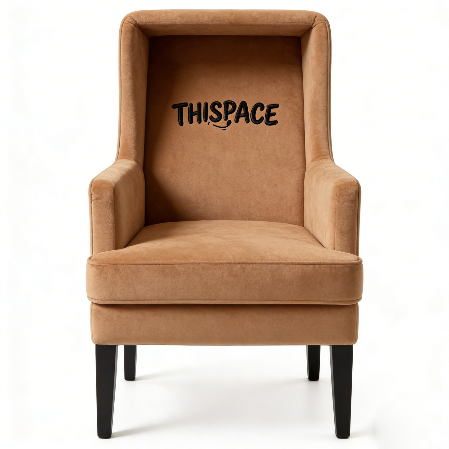 THISPACE Luxury Wingback Velvet Accent Chair | Ultra Soft Plush Comfort | Premium Caramel Tone