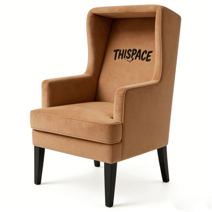 THISPACE Luxury Wingback Velvet Accent Chair | Ultra Soft Plush Comfort | Premium Caramel Tone