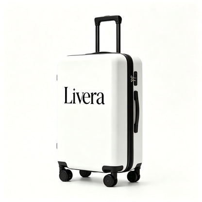 Livera Minimalist White Hard Shell Travelling trunks, Silent Spinner Wheels with TSA Lock,Durable Anti-Crush Travel Luggage for Men & Women