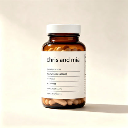 chris and mia Daily Multivitamin Capsules, All-in-One Multivitamin Support, Daily Nutrition Supplement for Men & Women, 30 Capsules
