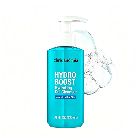 chris and mia Hydro Boost Hydrating Gel Cleanser, Gentle Daily Facial Wash with Hyaluronic Acid, Deep Cleansing Without Dryness, for Normal to Dry Skin, 7.8 FL OZ (230mL)
