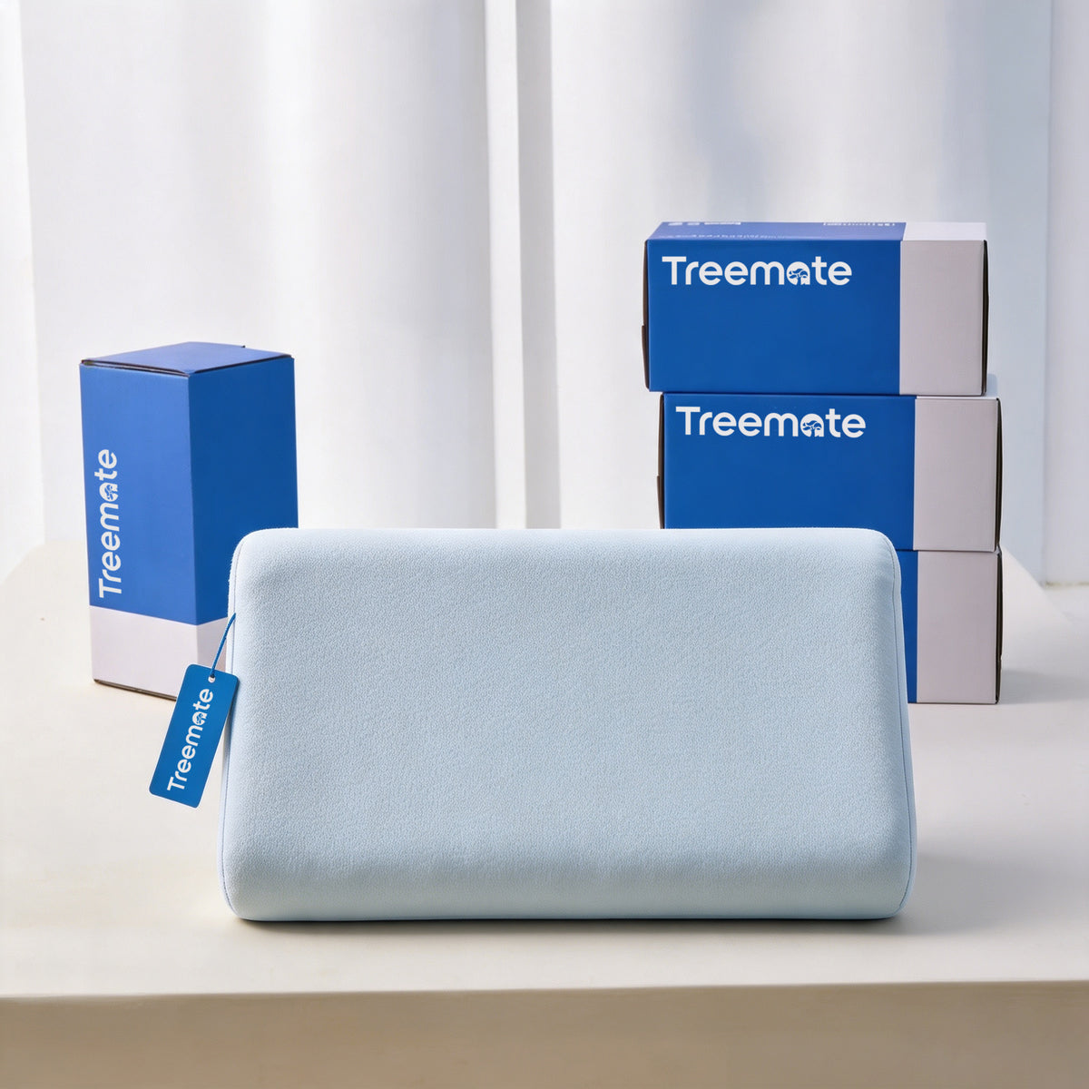 Treemate Memory Foam Pillow for Sleeping, Slow Rebound Cervical Support Pillow with Breathable Soft Cover, Bed Pillow for Adults, Vacuum Compressed Packaged