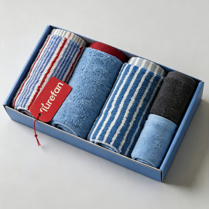 Turefan Cotton Towel Gift Set, Multi Color Jacquard Face Towels, Highly Absorbent Soft Towels, Household Towel Collection for Home & Gifting