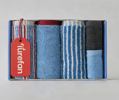 Turefan Cotton Towel Gift Set, Multi Color Jacquard Face Towels, Highly Absorbent Soft Towels, Household Towel Collection for Home & Gifting