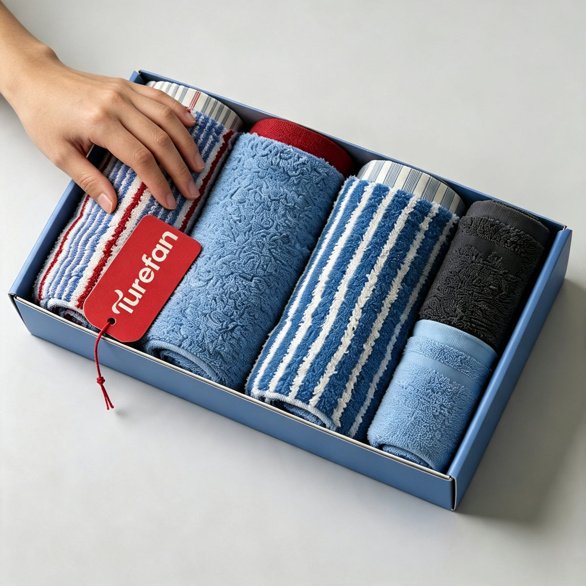 Turefan Cotton Towel Gift Set, Multi Color Jacquard Face Towels, Highly Absorbent Soft Towels, Household Towel Collection for Home & Gifting