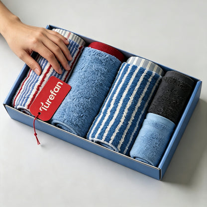 Turefan Cotton Towel Gift Set, Multi Color Jacquard Face Towels, Highly Absorbent Soft Towels, Household Towel Collection for Home & Gifting