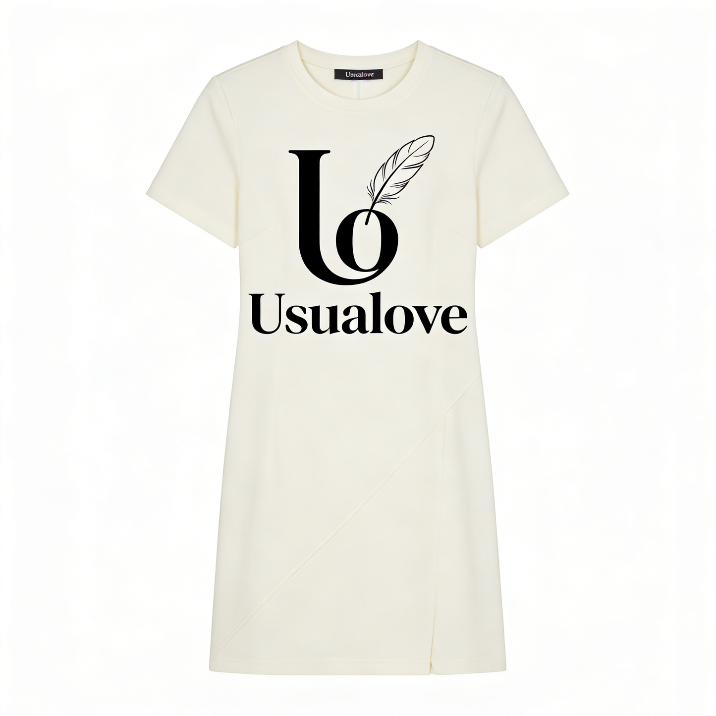 【Lo Usualove Feather Logo T-shirt Dress】—— Effortless Style for Everyday Elegance