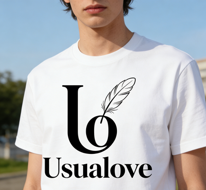 【Lo Usualove Feather Logo T-shirt】—— Timeless Casual Wear for Daily Style