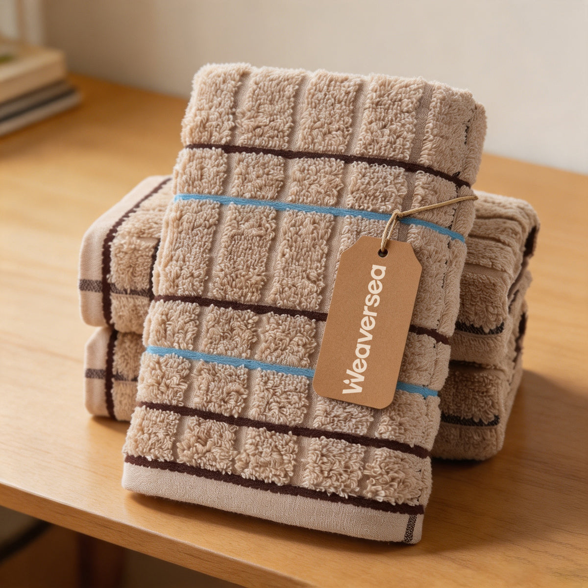 Weaversea Cotton Checkered Face Towels, Thick Jacquard Bathroom Hand Towels, Highly Absorbent Soft Towels for Home Bathroom, MultiPack for Adults