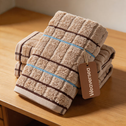 Weaversea Cotton Checkered Face Towels, Thick Jacquard Bathroom Hand Towels, Highly Absorbent Soft Towels for Home Bathroom, MultiPack for Adults