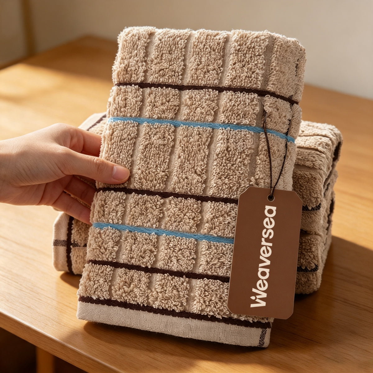 Weaversea Cotton Checkered Face Towels, Thick Jacquard Bathroom Hand Towels, Highly Absorbent Soft Towels for Home Bathroom, MultiPack for Adults