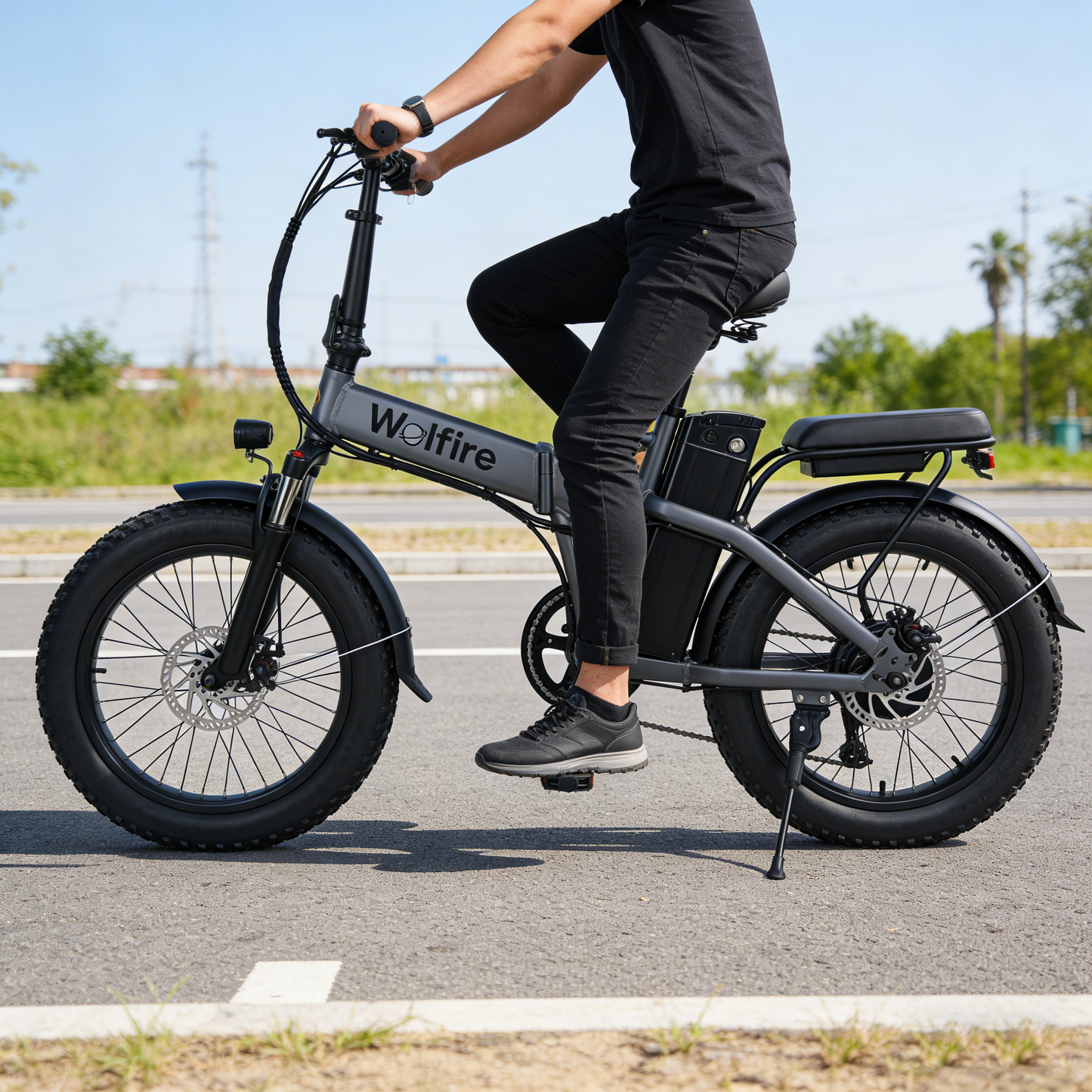Wolfire Folding Fat Tire Electric Bike (Adult Commuter & Off-Road Model)