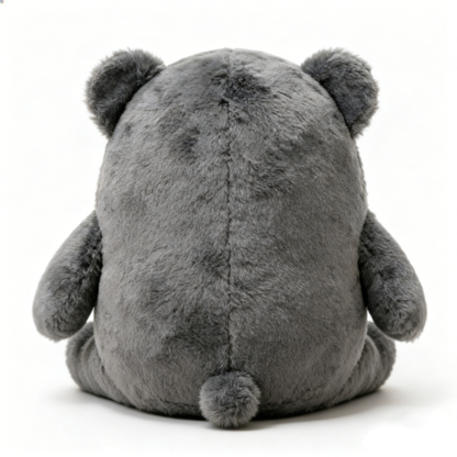 Wonderect  Cute Gray Plush Toy, Soft Stuffed Animal with Embroidered Monster Logo, Cuddly Plush Pillow for Kids, Decorative Plushie for Home