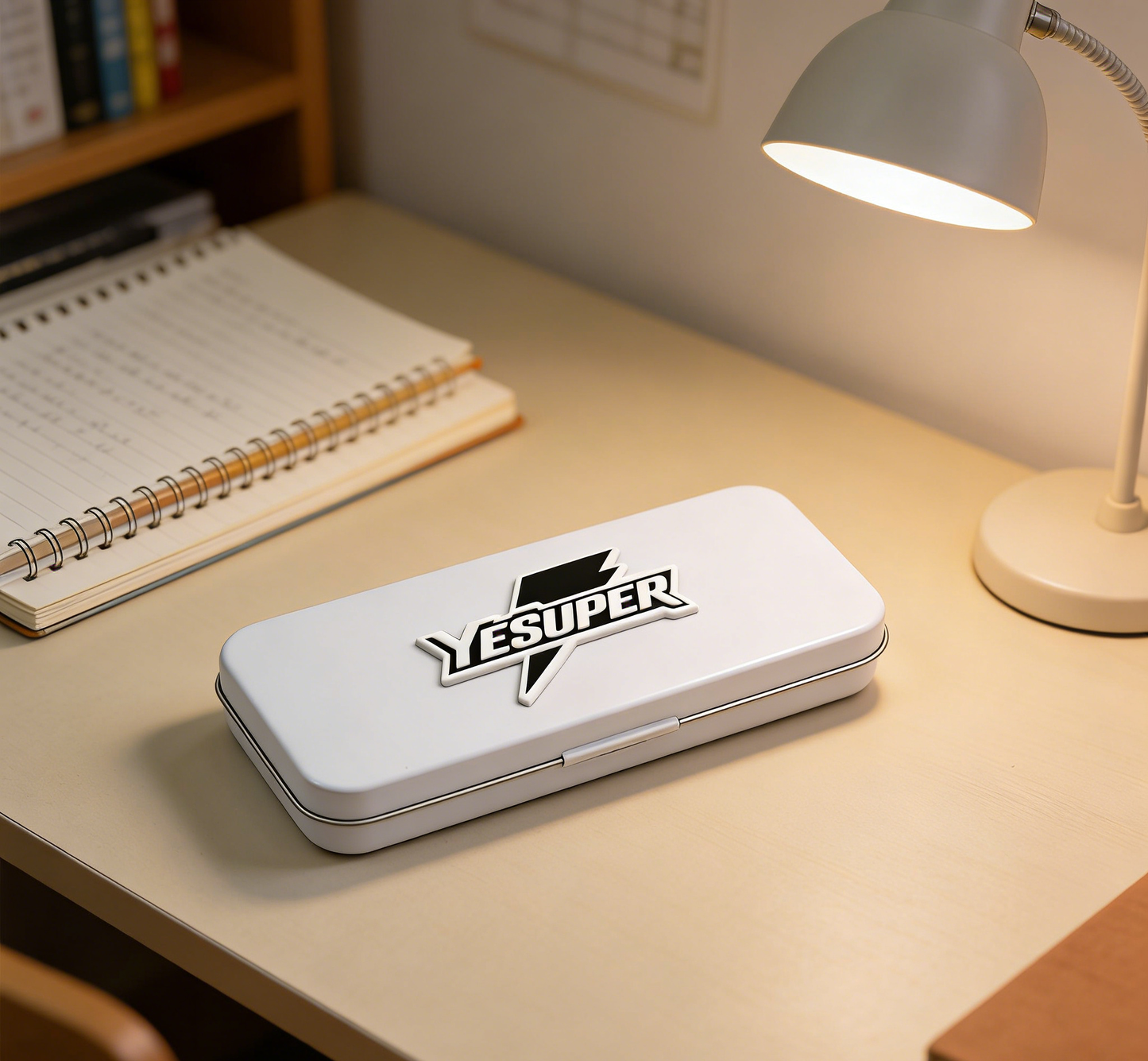 YESUPER Minimalist White Portable Stationery Organizer for Students & Professionals