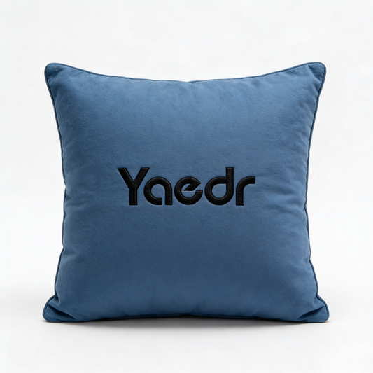 Yaedr Luxury Velvet Throw Pillow, Decorative Square Pillow for Couch & Bed, Solid Color Embroidered Accent Pillow