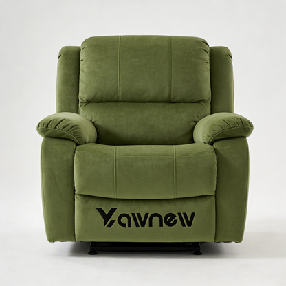 Yawnew Overstuffed Velvet Recliner Chair - Manual Reclining Single Sofa for Living Room & Home Theater