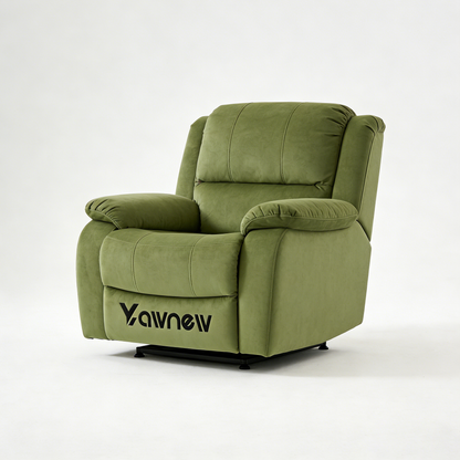 Yawnew Overstuffed Velvet Recliner Chair - Manual Reclining Single Sofa for Living Room & Home Theater