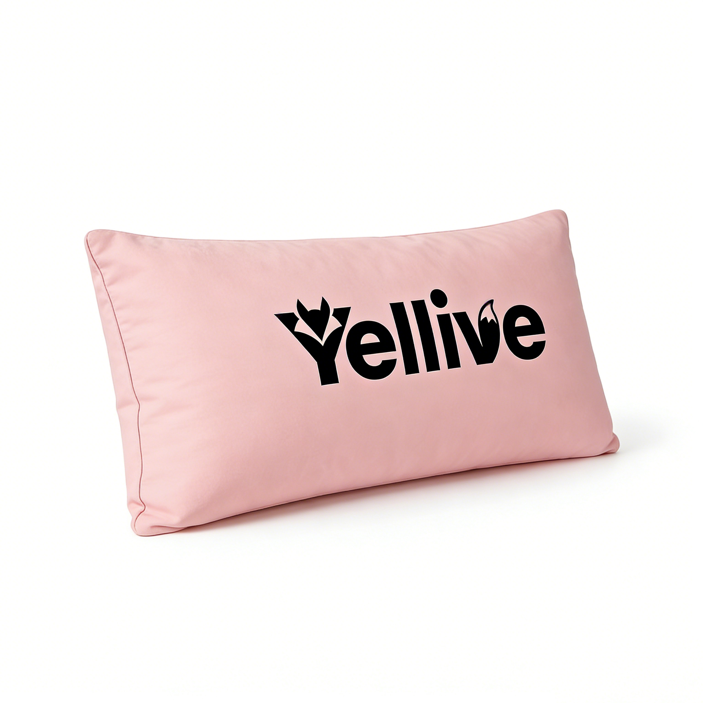 Yellive Pink Rectangular Throw Pillow, Soft Velvet Cushion for Bed & Couch, Decorative Lumbar Support Pillow with Fox Logo
