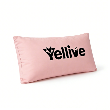 Yellive Pink Rectangular Throw Pillow, Soft Velvet Cushion for Bed & Couch, Decorative Lumbar Support Pillow with Fox Logo