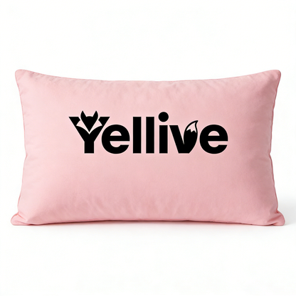 Yellive Pink Rectangular Throw Pillow, Soft Velvet Cushion for Bed & Couch, Decorative Lumbar Support Pillow with Fox Logo