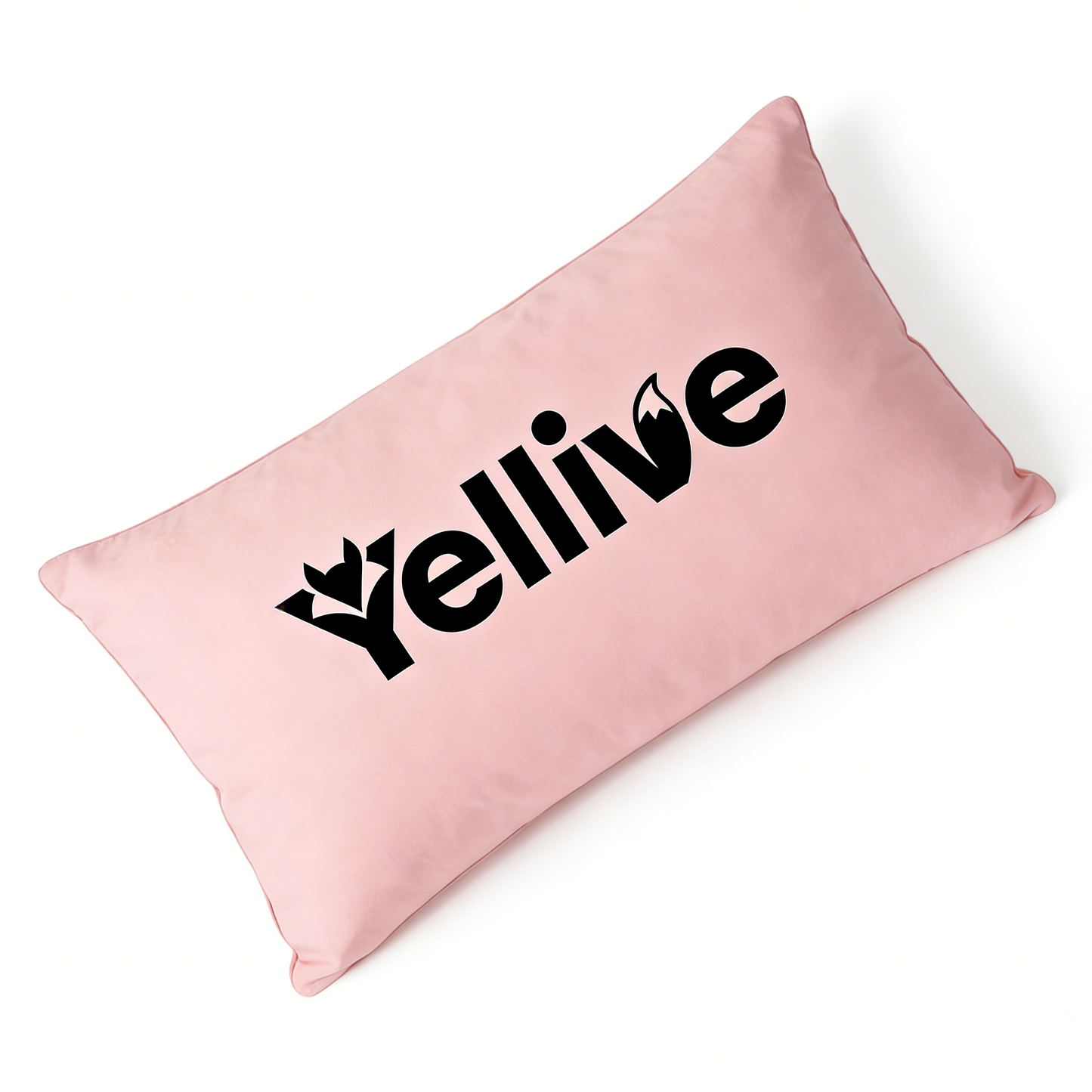 Yellive Pink Rectangular Throw Pillow, Soft Velvet Cushion for Bed & Couch, Decorative Lumbar Support Pillow with Fox Logo