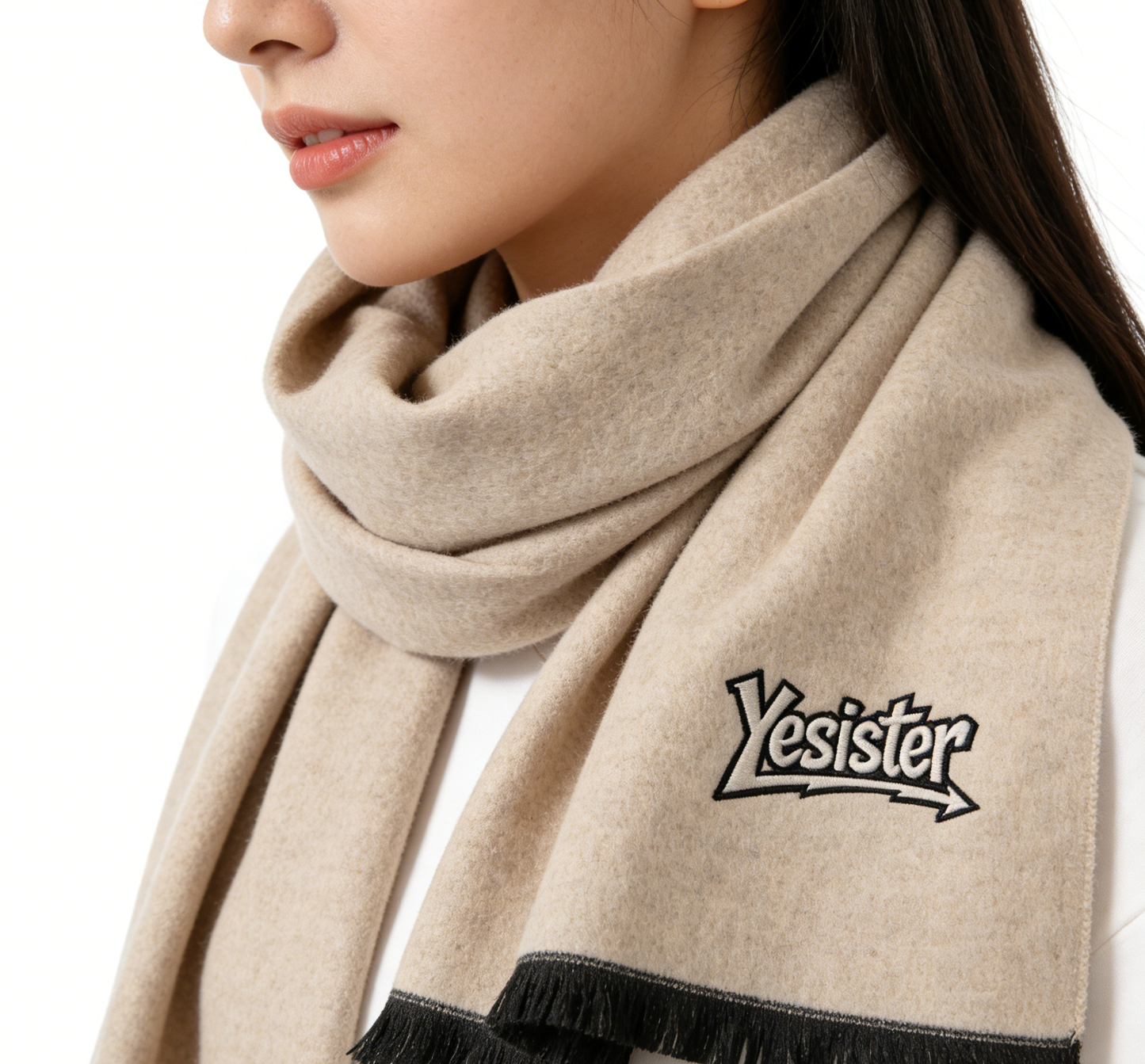 Yesister Women's Wool Blend Embroidered Scarf, Warm Long Shawl with Fringe, Retro Style Winter Neck Scarf for Cold Weather