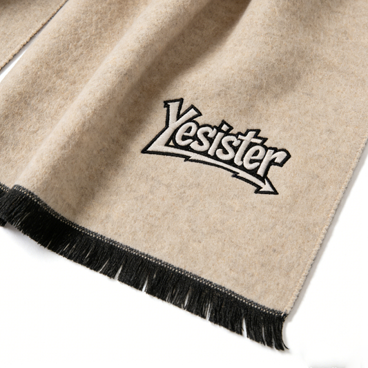 Yesister Women's Wool Blend Embroidered Scarf, Warm Long Shawl with Fringe, Retro Style Winter Neck Scarf for Cold Weather