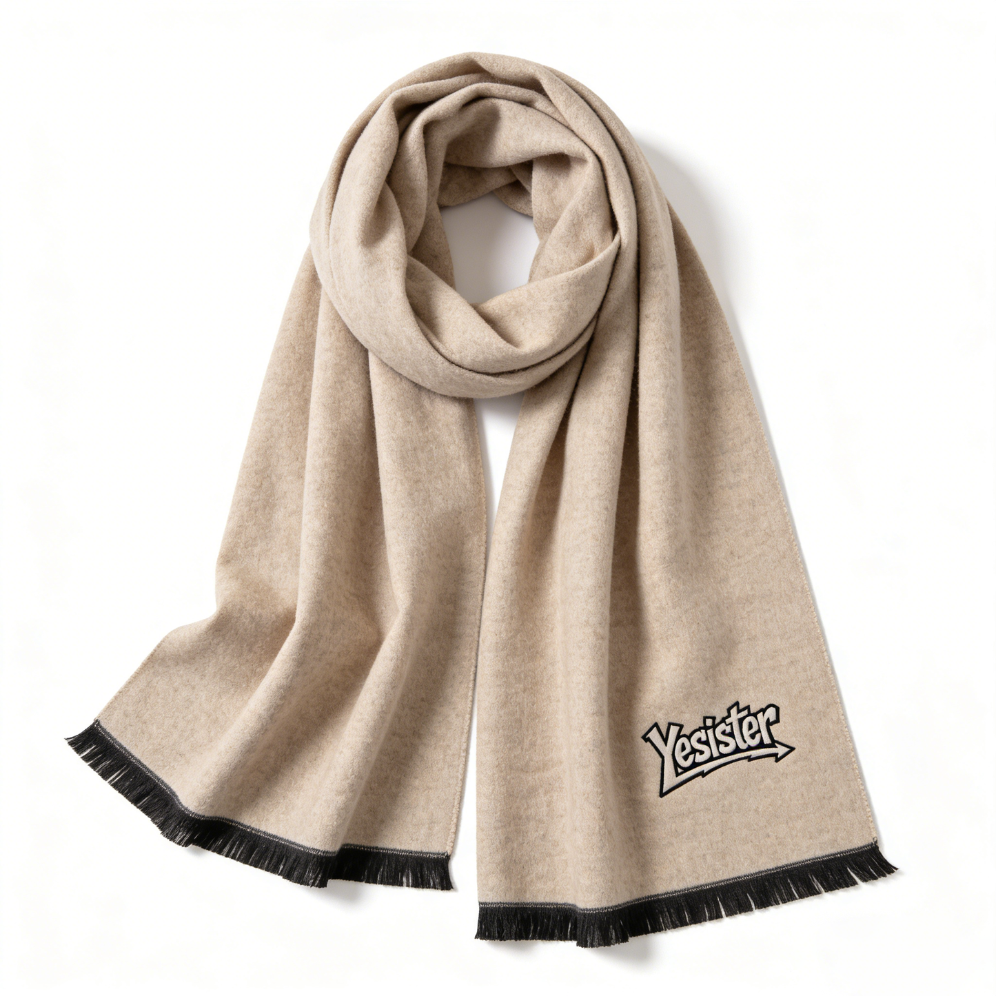 Yesister Women's Wool Blend Embroidered Scarf, Warm Long Shawl with Fringe, Retro Style Winter Neck Scarf for Cold Weather