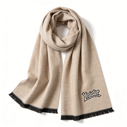 Yesister Women's Wool Blend Embroidered Scarf, Warm Long Shawl with Fringe, Retro Style Winter Neck Scarf for Cold Weather