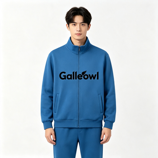 Galleowl Tracksuits Set, Stand Collar Full Zip Fleece Jacket & Jogger Pants, Soft Athletic Casual Sweatsuit for Gym Daily Loungewear