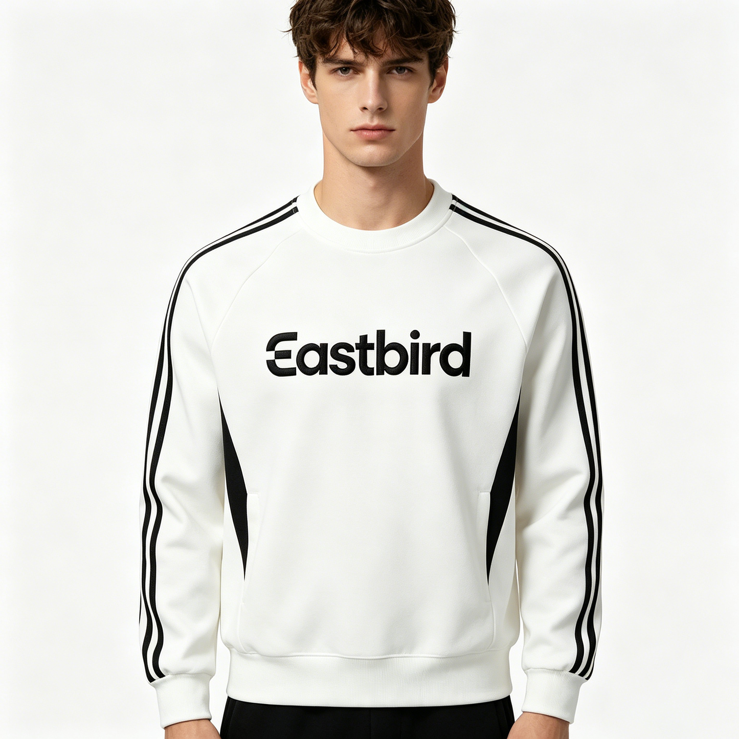 【Eastbird Striped Crew Neck Sweatshirt】—— Sporty Comfort for Daily & Athletic Wear