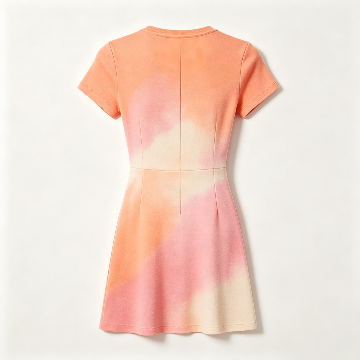 Sowluck Women's Tie Dye Short Sleeve Mini Dress, Crew Neck Slim Fit A-Line Summer Dress, Soft Stretchy Gradient Casual Dress for Daily Dating Party