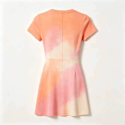 Sowluck Women's Tie Dye Short Sleeve Mini Dress, Crew Neck Slim Fit A-Line Summer Dress, Soft Stretchy Gradient Casual Dress for Daily Dating Party