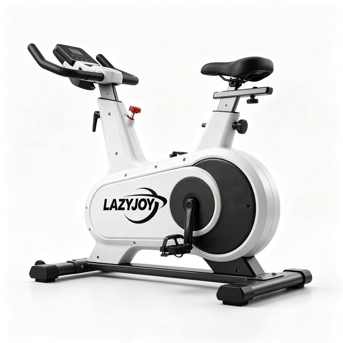 LAZYJOY Magnetic Stationary Exercise Bike, Silent Indoor Cycling Spin Bike with LCD Monitor, Adjustable Seat & Resistance, Home Cardio Workout Fitness Bicycle for Gym Office