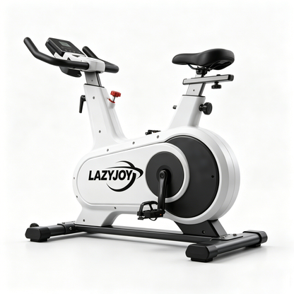 LAZYJOY Magnetic Stationary Exercise Bike, Silent Indoor Cycling Spin Bike with LCD Monitor, Adjustable Seat & Resistance, Home Cardio Workout Fitness Bicycle for Gym Office