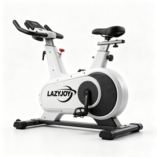 LAZYJOY Magnetic Stationary Exercise Bike, Silent Indoor Cycling Spin Bike with LCD Monitor, Adjustable Seat & Resistance, Home Cardio Workout Fitness Bicycle for Gym Office