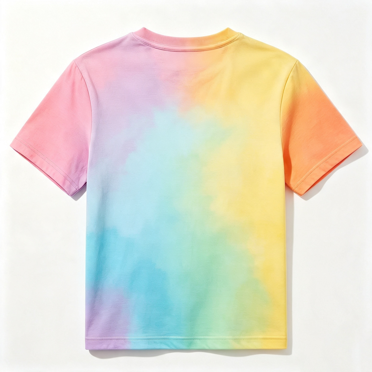 Lorebeau Pastel Rainbow Tie‑Dye Short Sleeve T‑Shirt, Women Crew Neck Casual Ombre Tee, Soft Lightweight Fashion Summer Top for Daily Holiday Street Outfits