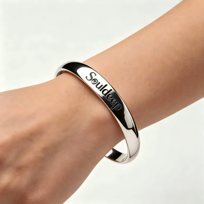 Souldeep Classic Polished Bangle Bracelet for Women Men, Solid High Gloss Stainless Steel Cuff Bangle, Minimalist Plain Silver Tone Wrist Jewelry, Daily Stackable Bracelet Gift for Birthday Anniversary Holiday