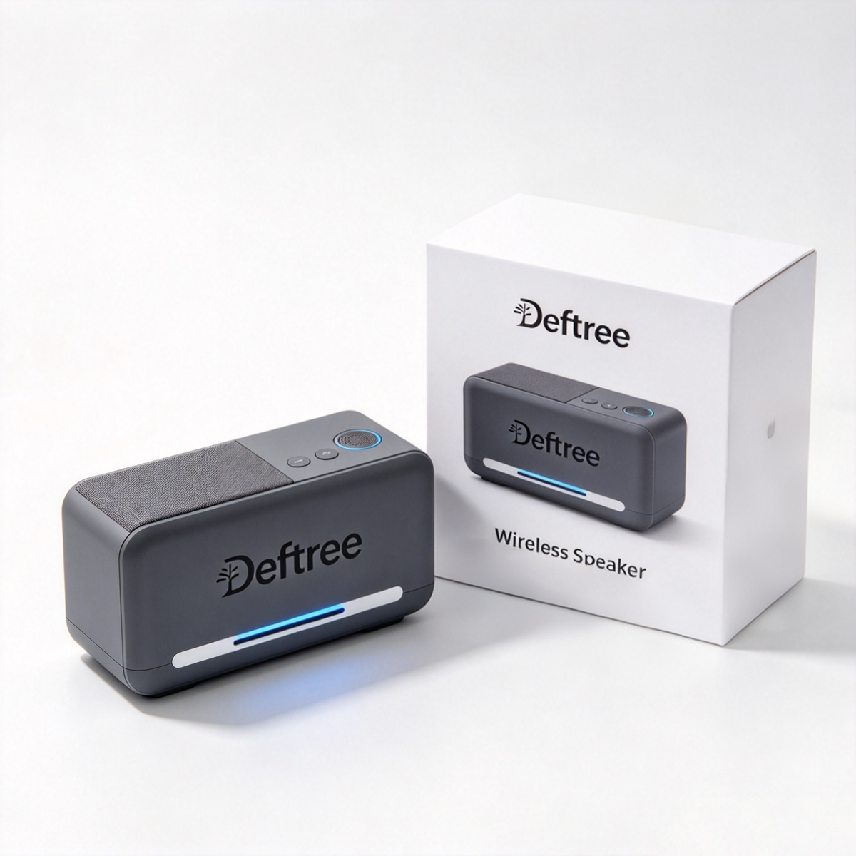 Deftree Wireless Bluetooth Speaker, Portable Compact Bluetooth Speaker with Color Ambient Light, Rechargeable Stereo Audio for Home Desk Party Travel Use