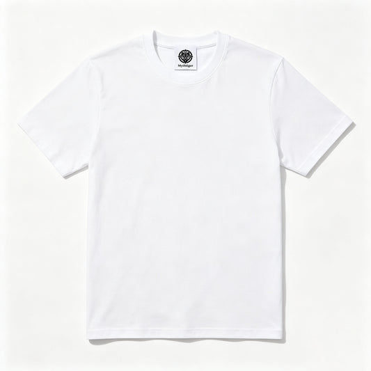 Mythtiger Classic Crew Neck T-Shirt, Premium Soft Cotton Short Sleeve Tee, Casual Basic Solid White Tshirt for Men & Women, Everyday Wear Lightweight Top