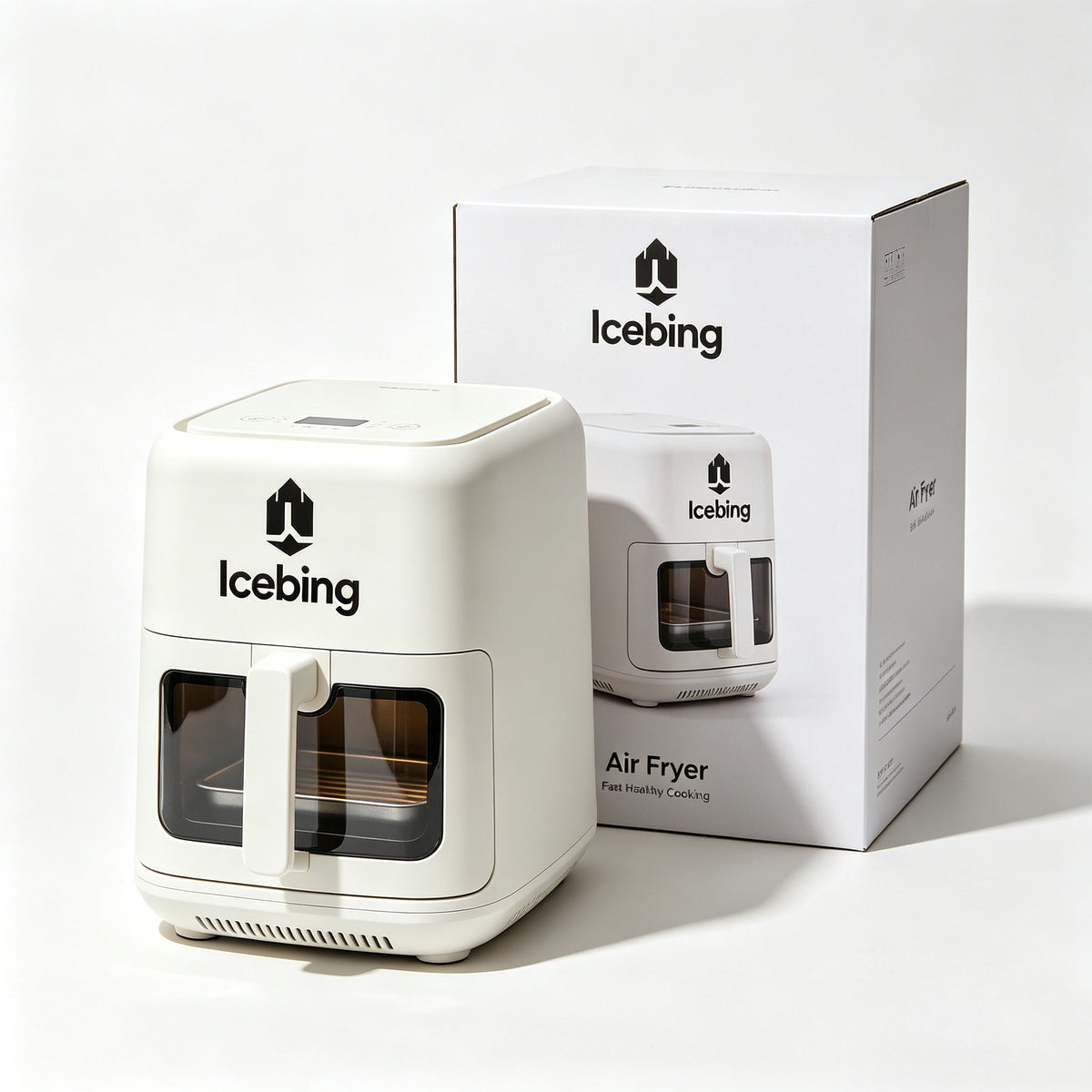 Icebing Air Fryer, Visible Window Digital Air Fryer, Compact NonStick Air Fryer for Oil Less Healthy Home Cooking