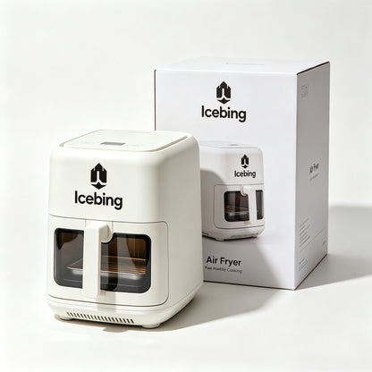 Icebing Air Fryer, Visible Window Digital Air Fryer, Compact NonStick Air Fryer for Oil Less Healthy Home Cooking