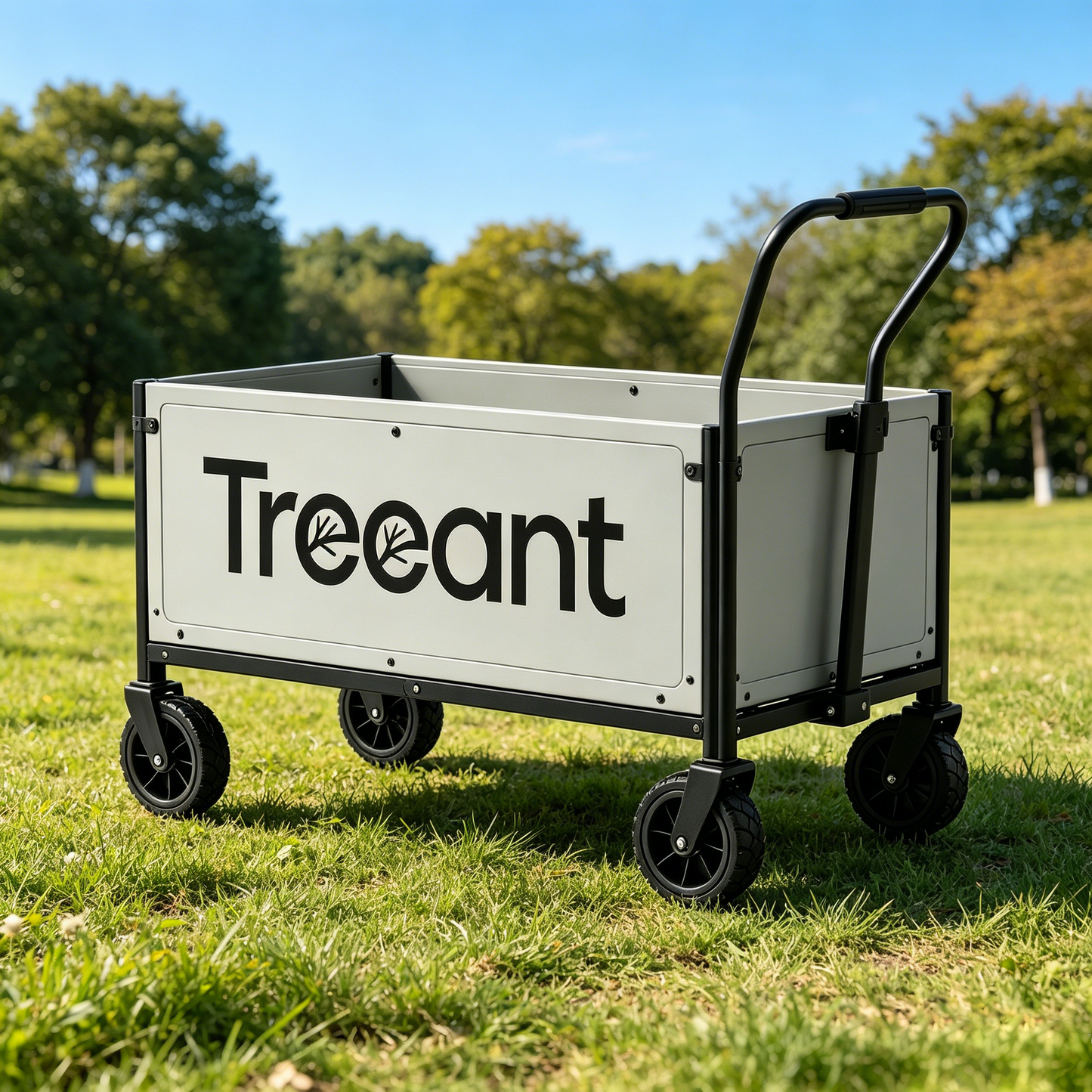 Treeant Collapsible Heavy Duty Camping Wagon Cart, Large Capacity Foldable Outdoor Utility Trailer with All-Terrain Wheels & Adjustable Pull Handle, Portable Grocery Beach Garden Shopping Hand Cart for Picnic Fishing Travel