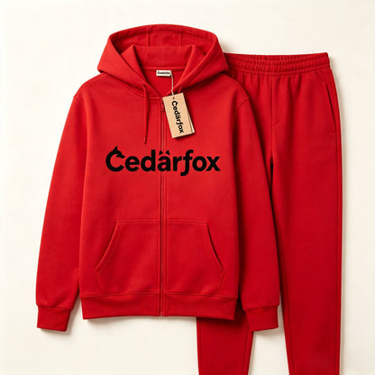 Cedarfox Men’s 2 Piece Tracksuit Set, Full Zip Hoodie & Elastic Waist Jogger Pants, Soft Fleece Casual Athletic Sweatsuit, Oversized Warm Streetwear Outfit for Sports Gym Daily Wear