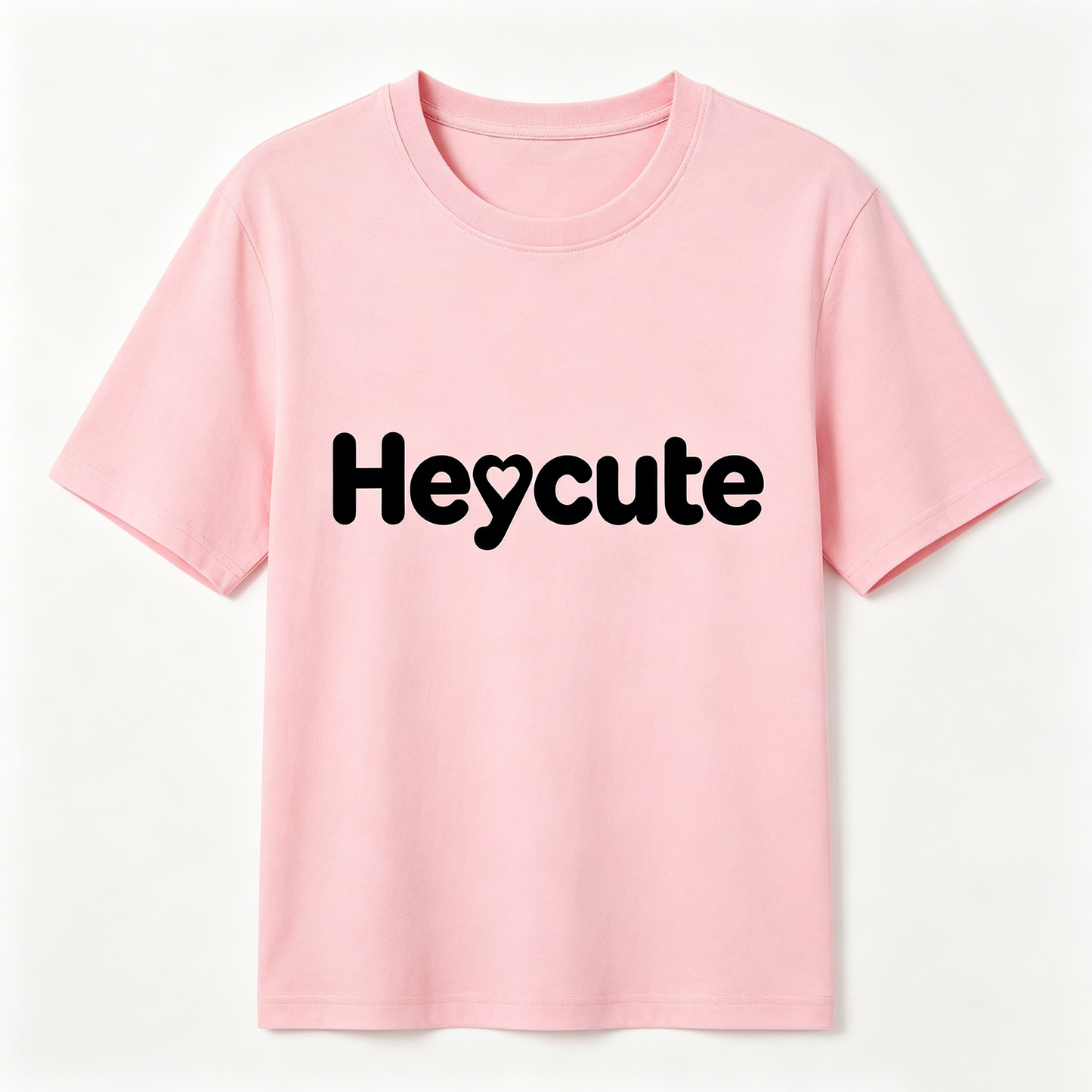 Heycute Women’s Crew Neck Short Sleeve T-Shirt, Soft Premium Cotton Loose Fit Basic Tee, Cute Heart Detail Casual Breathable Daily Top for Street Outfit