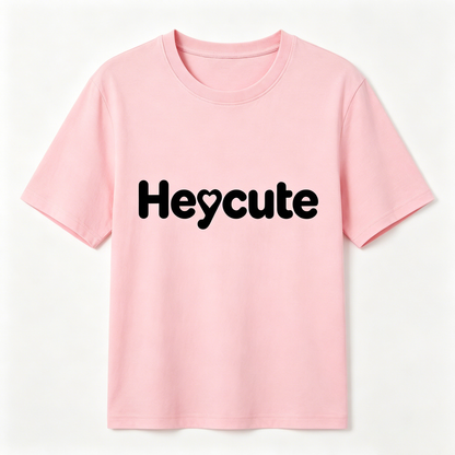 Heycute Women’s Crew Neck Short Sleeve T-Shirt, Soft Premium Cotton Loose Fit Basic Tee, Cute Heart Detail Casual Breathable Daily Top for Street Outfit