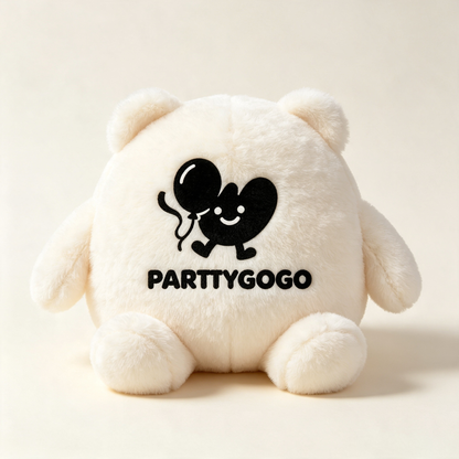 PARTTYGOGO Cream Round Chubby Bear Plush Pillow, Ultra Soft Fluffy Stuffed Animal Toy for Home Decor, Gift for Kids & Adults