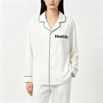 【HeatLife Minimalist White Pajama Set】—— Cozy Elegance for Your Nighttime Routine