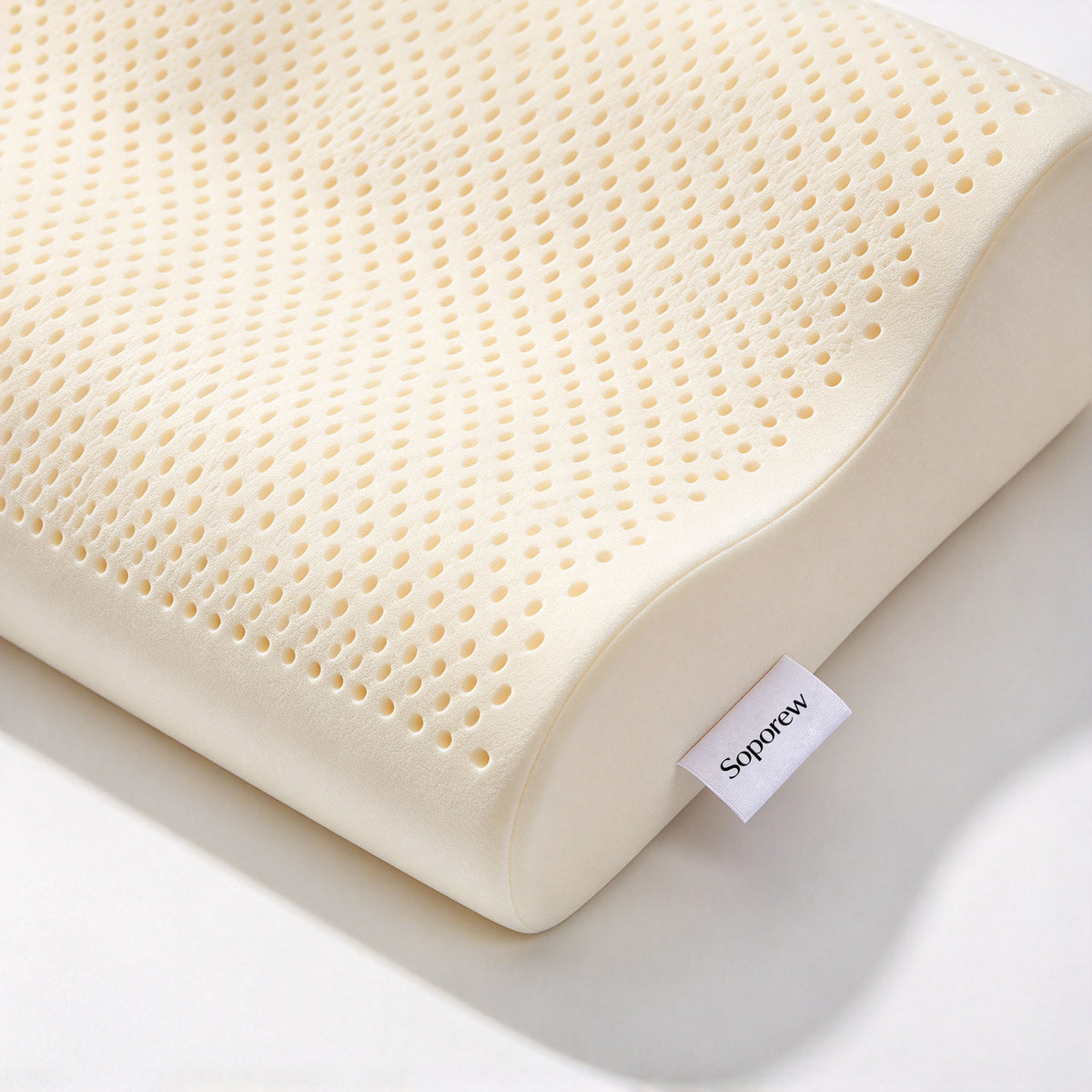 Soporew Contour Latex Pillow, Breathable Support Pillow for Neck Pain Relief, Sleep Pillow for Side Back Stomach Sleepers
