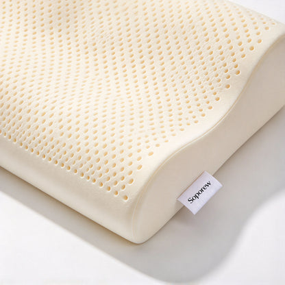 Soporew Contour Latex Pillow, Breathable Support Pillow for Neck Pain Relief, Sleep Pillow for Side Back Stomach Sleepers